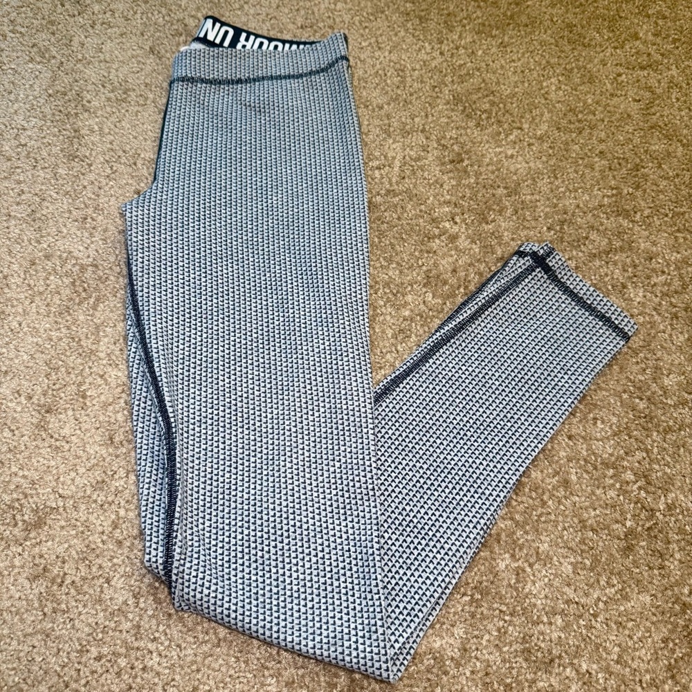 Under Armour Compression Leggings, Black/Gray Print, Size Small